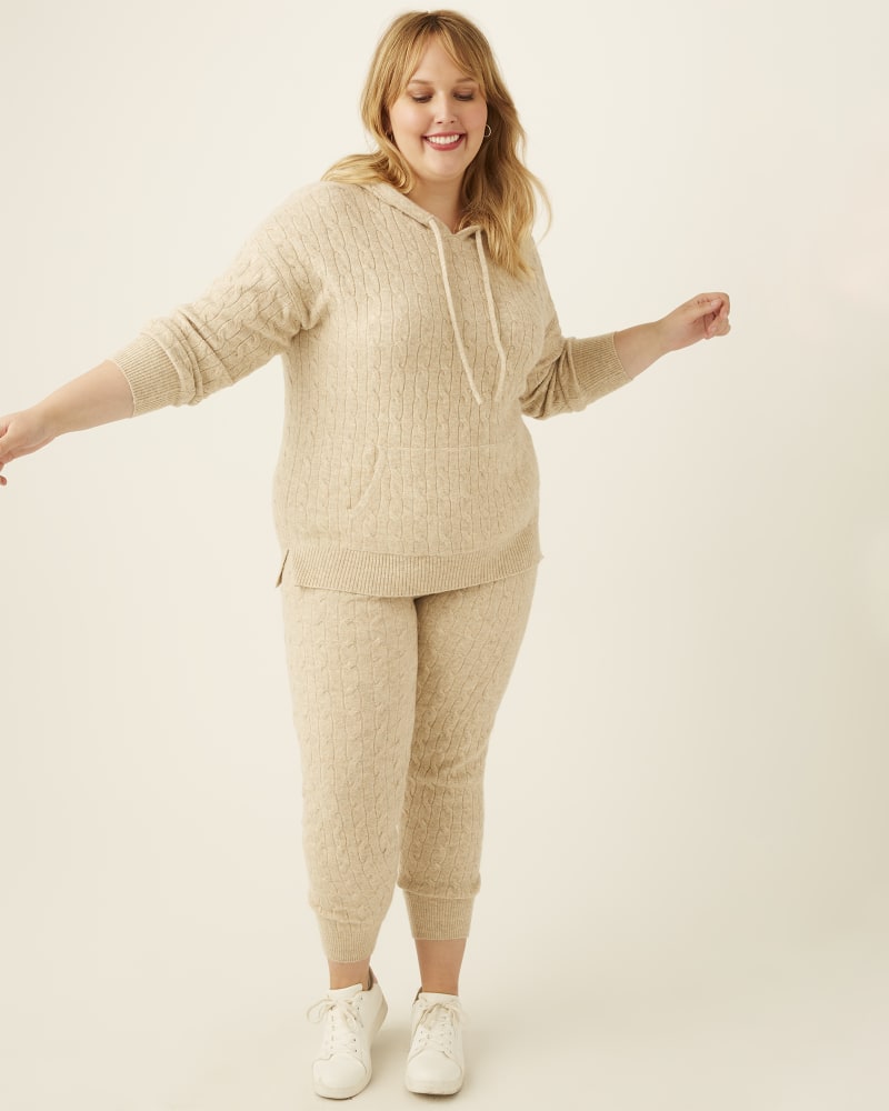 Tiffany Plus Size Cable Knit Joggers Tan